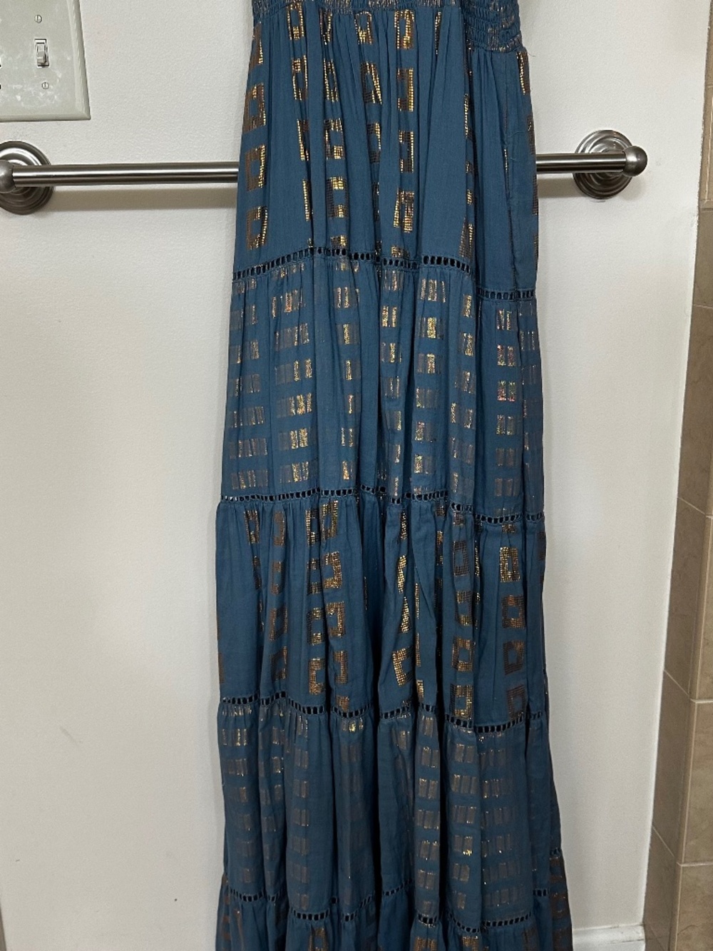 Guadalupe Bohemian Maxi Dress with Metallic Geometrics